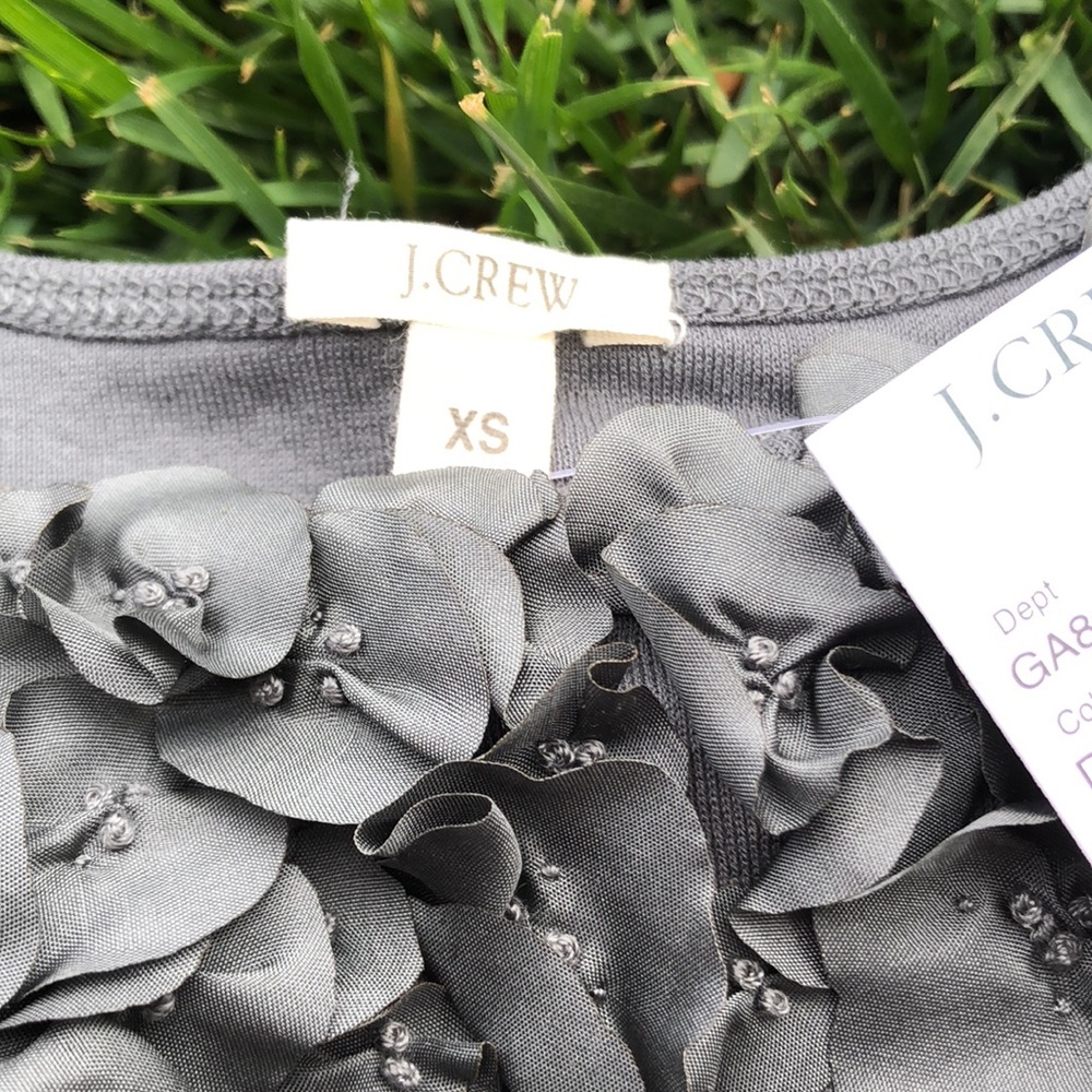 NWT J. Crew Gray Cotton/Silk Floral Appliqué Tank - Picture 7 of 11